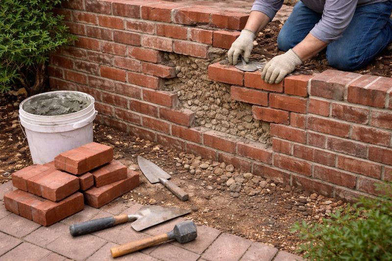 Brick Retaining Wall Repair in Ames, IA