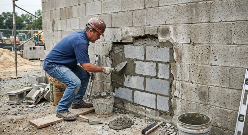 Cinder Block Wall Repair in Ankeny, IA