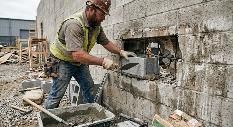 Concrete Block Wall Repair in Ames, IA