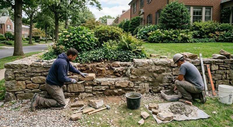 Stone Wall Repair in Johnston, IA